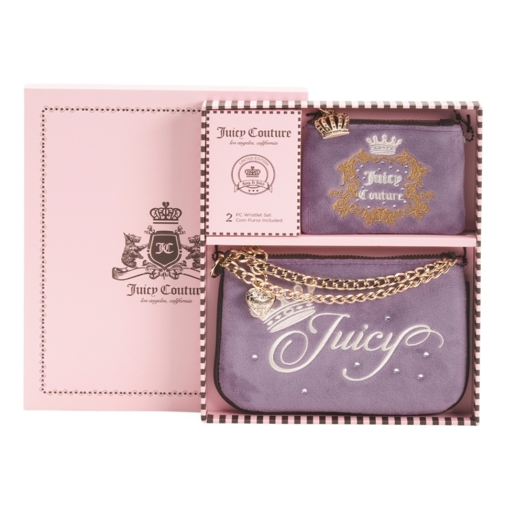 💜▪️Juicy Couture ▪️Dusty Violet Heritage” Velour Wristlet Gift Set